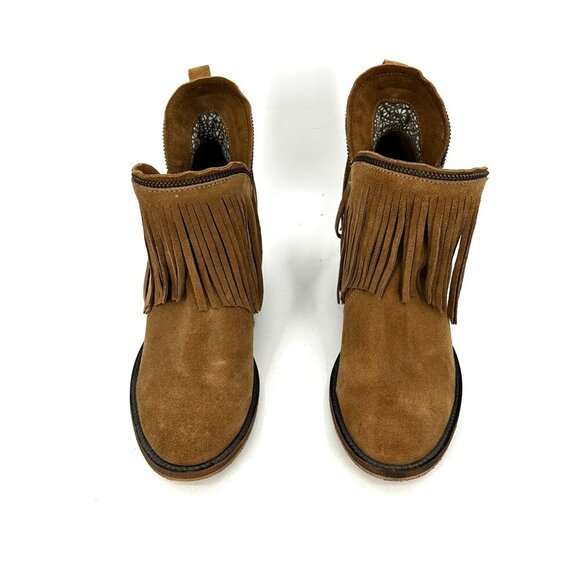 DINGO Womens Brown Tan Suede Leather Juju Fringe Boho Western Ankle Boots Size 8 - Picture 3 of 8